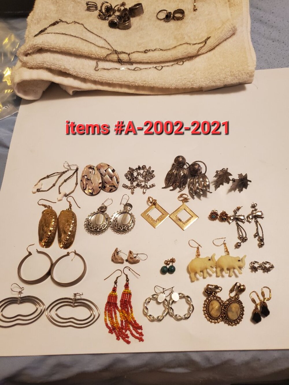 20 Pair of Earrings, items #A-2002-2021,  wt. 140 grams.
